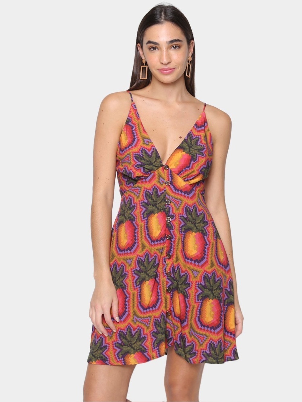 FARM RIO Heart Pineapple Sleeveless Mini Dress (3)